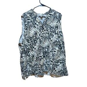 Christopher & Banks Women's Tan , Black Sleeveless V-Neck  3X